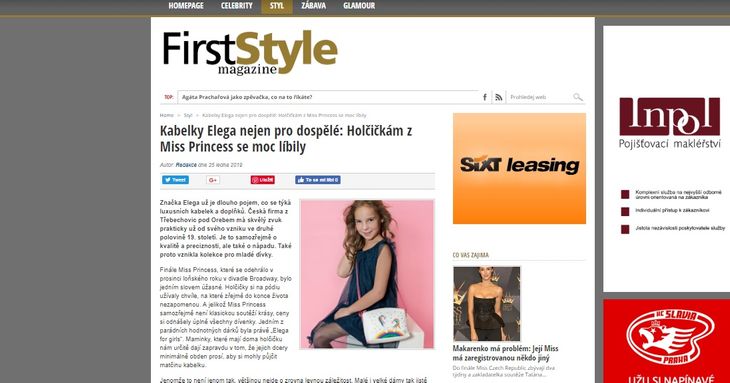 First style - ELEGA for girls na Miss Princess